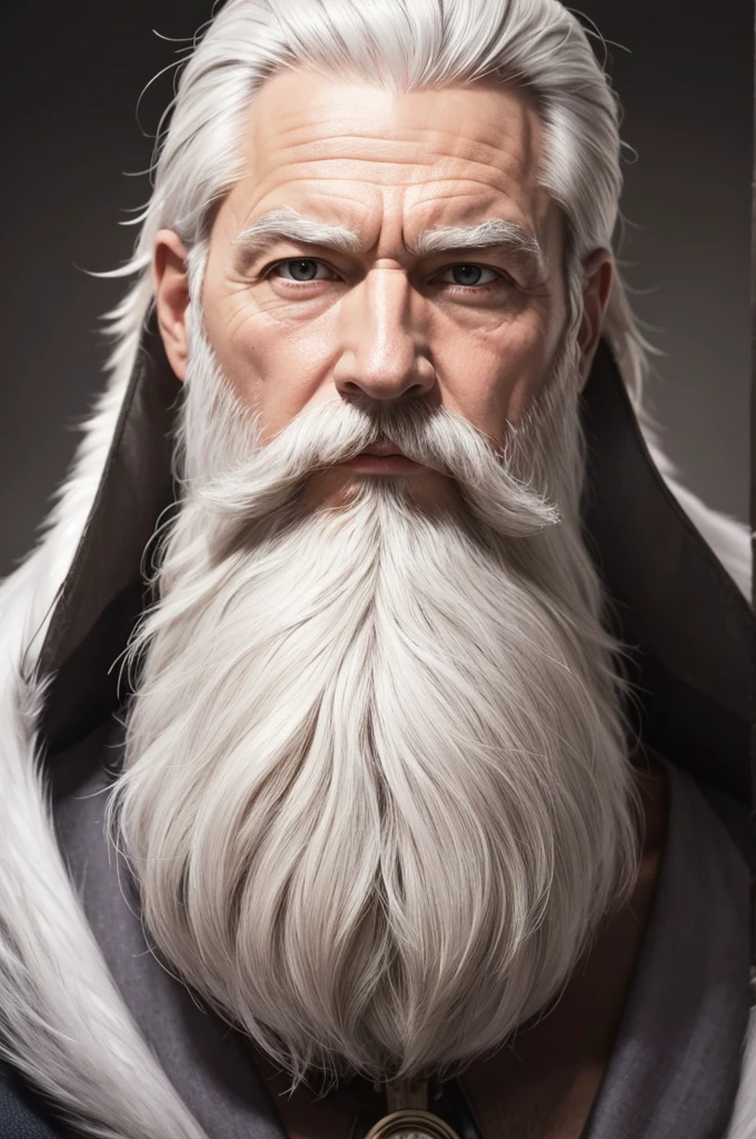 Strong 60 year old character with smart looking white beard