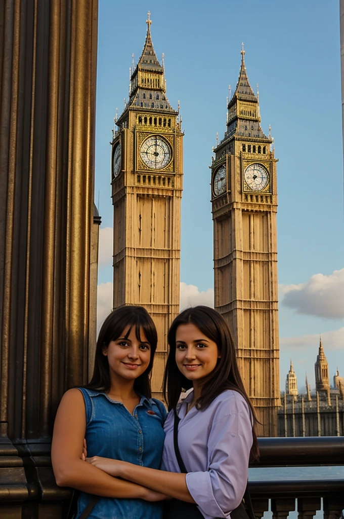 Peinture de deux filles de dos devant big ben