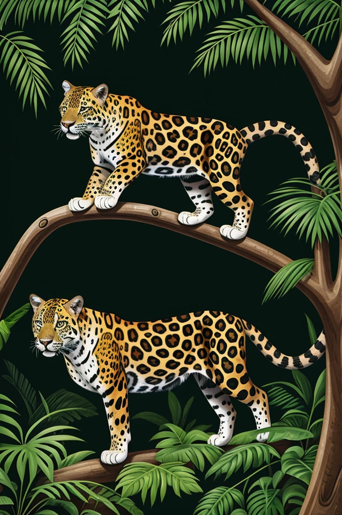 Cartoon of a jaguar with jungle background