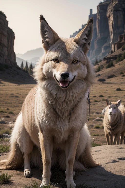 create a picture of a coyotte in sheep media