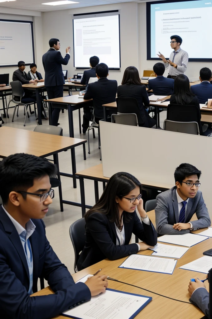 Professor guiding students on how to approach the final project related to migration and urbanization processes, proposing the orientation of the project and the objectives to be achieved.