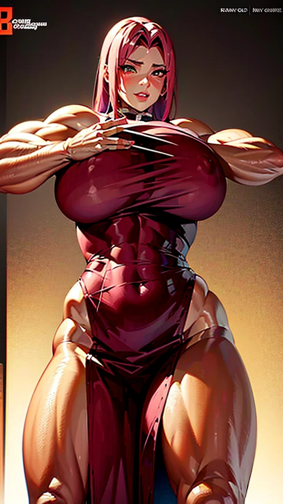 arafed female bodybuilder posing in front of candles, muscular ultraviolent woman, muscular and terrifying, strong and imposing, feminine and muscular, exaggerated physique, Dark goddess with six arms, exaggeratedly large physique, coxas musclegirls, detailed venous muscles, mulheres guerreiras musclegirls, massive muscles, dominant pose, huge muscles, bursting with muscles, extreme muscles, musclegirl, coastal, Huge coasts, side-by-side, gazing at viewer, looked at me, side-by-side, flexed arms, Eyes red, ela colocou as hands on breasts, , looking at me, malicious smile,facing me, hands on breasts, extremely tight dress, more muscular, muito musclegirl