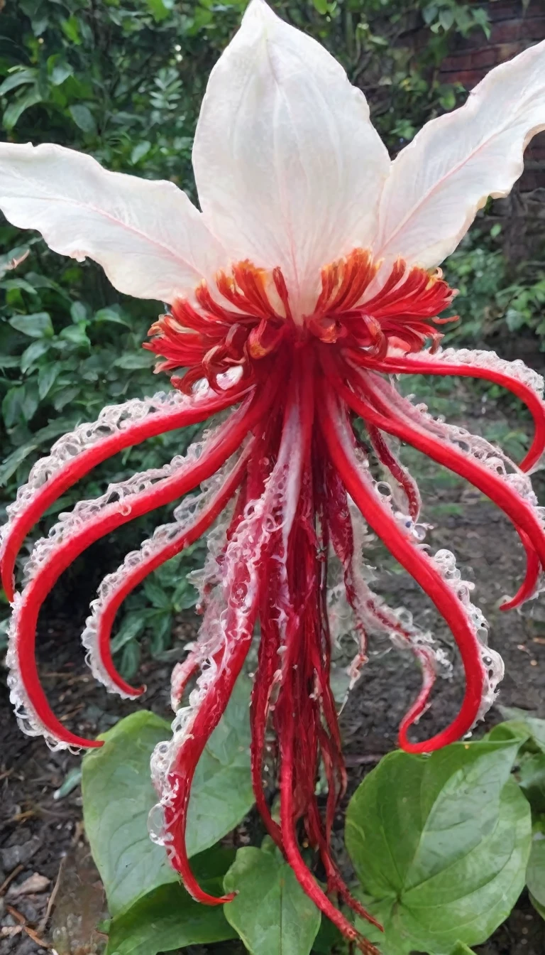 Magic plantloody ghost flower from the abyss, Ghost Flower,Blood-red tentacles stare at the dead,Enchantment,uncanny,terror