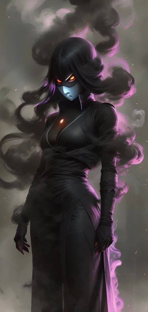 fractal abstract dark art of a woman in a black dress, white background with very subtle red and purple design elements, powerful, nekro, graphic novel, artgerm, clean cel shaded vector art, by lois van baarle, loish, artgerm, helen huang, by makoto shinkai and ilya kuvshinov, rossdraws, illustration, 4 k resolution, trending on artstation, flat