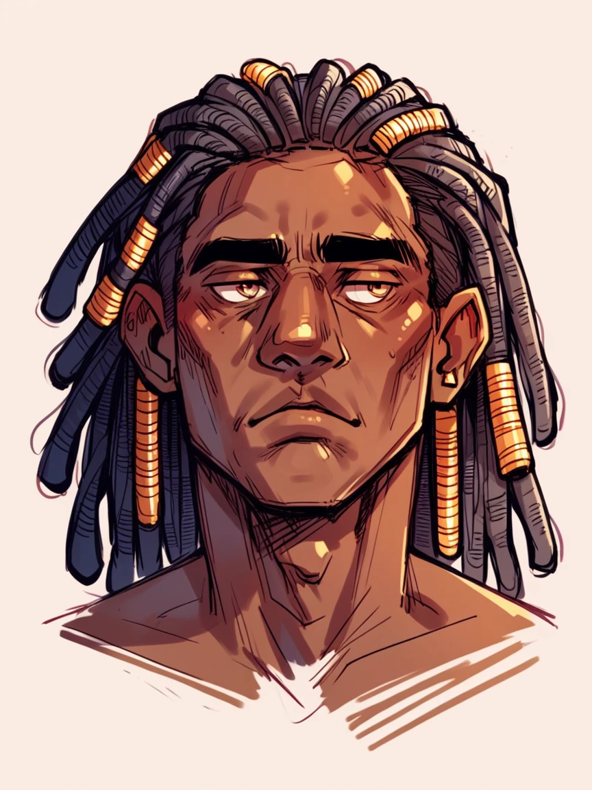 score_9, score_8_up, score_7_up, score_6_up, score_5_up, score_4_up,  c0l0ursk3tch, sketch, 1boy, dark skin, dreadlocs