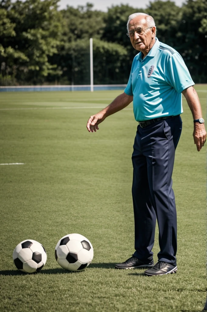 Grandpa playing soccer