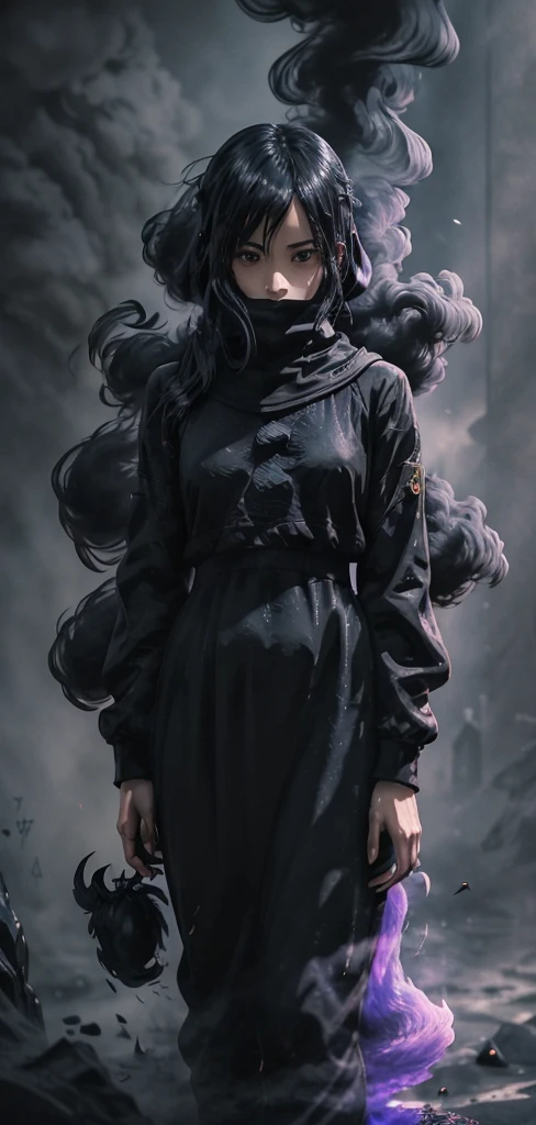 Black ghost, abstract black smoke, glowing eyes, character, simple background, art like Studio Ghibli masterpiece, best quality, ultra - detailed, illustration, anime aesthetic, cgsociety, fantasy art, artstation hd, cgsociety, aestheticism, aesthetic