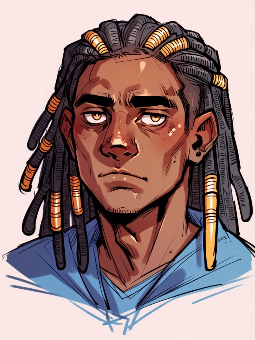 score_9, score_8_up, score_7_up, score_6_up, score_5_up, score_4_up, c0l0ursk3tch, sketch, ung boy, dark skin, dreadlocs