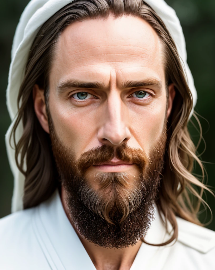 (symmetry),centered,a ((close)) up portrait,(Jesus),a very handsome old white man with long hair and a beard,wearing a long white robe, natural skin,clothes detail, 8k texture, 8k, insane details, intricate details, hyperdetailedhighly detailed,realistic,soft cinematic light,HDR,sharp focus, ((((cinematic look)))),intricate, elegant, highly detailed