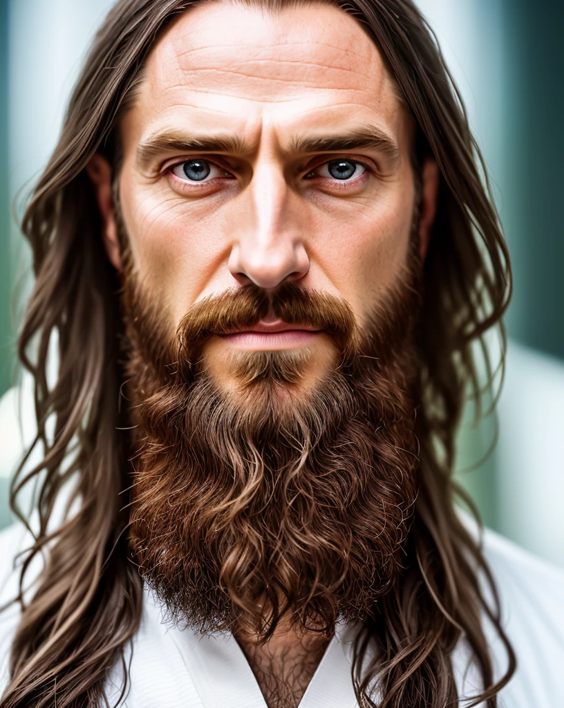 (symmetry),centered,a ((close)) up portrait,(Jesus),a very handsome old white man with long hair and a beard,wearing a long white robe, natural skin,clothes detail, 8k texture, 8k, insane details, intricate details, hyperdetailedhighly detailed,realistic,soft cinematic light,HDR,sharp focus, ((((cinematic look)))),intricate, elegant, highly detailed