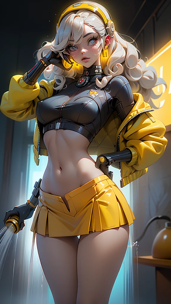 (La Best Quality,A high resolution,Ultra - detailed,actual),Ariana Grande red jacket and yellow miniskirt ,(miniskirt yellow:1.4 ), (desnuda Spirit:1.4), (beautiful nude :1.4),fondo pared de hielo congelado caverna Spirit, long white gray hair, ,More detailed 8K.unreal engine:1.4,UHD,La Best Quality:1.4, photorealistic:1.4, skin texture:1.4, Masterpiece:1.8,first work, Best Quality,object object], (detailed face features:1.3),(The correct proportions),(Beautiful blue eyes),  (cowboy pose) ,(beautiful nude :1.4), (fondo ciudad de Jupiter star wars Spirit :1.4), (Spirit blue:1.4), long red hair, (perfect anatomy ) ,(Spirit ) , (showing flat stomach), (has transparent plastic clothing:1.4) ,(African black skin:1.4) ,( cyberpunk 2.1), (cabello largo yellow neon:1.4), (yellow cyberpunk Bluetooth headphones on the head:1.4), (shower falling water foam soap:1.4), (swollen nipples), (beautiful nude:1.4),( Red trousers:1.4), (no mutation anatomy), (yellow  miniskirt:1.4),( lingerie :1.4), (brazier panties :1.4), (convex Detailed fingers), (Long Yellow Curly Wavy Hair:1.4) 