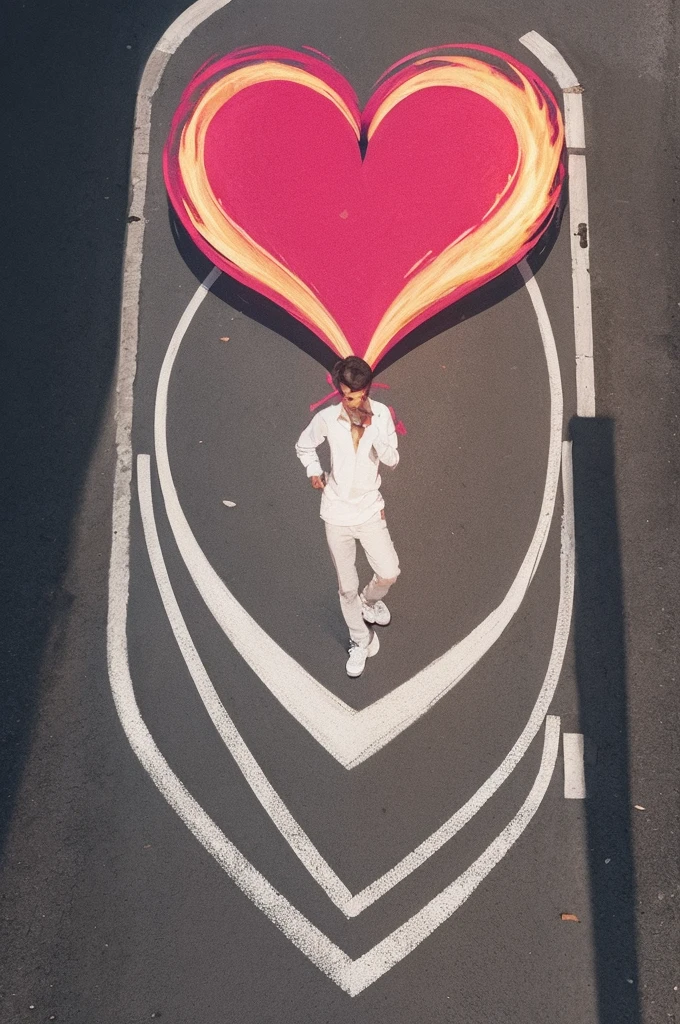 Street drawing of a burning human heart