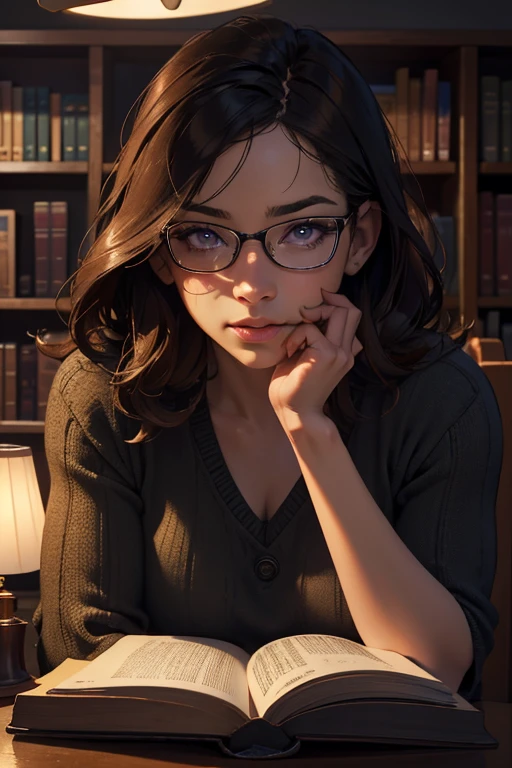 a studious male student devouring a book while reading it with satisfaction in the library, detailed portrait of the student's face, beautiful detailed eyes, beautiful detailed lips, extremely detailed eyes and face, longeyelashes, concentrated expression, warm lighting, photorealistic, 4k, high resolution, hyperrealistic, incredibly detailed, masterpiece, studio lighting, physically-based rendering, portrait, dramatic lighting, warm colors, cozy atmosphere