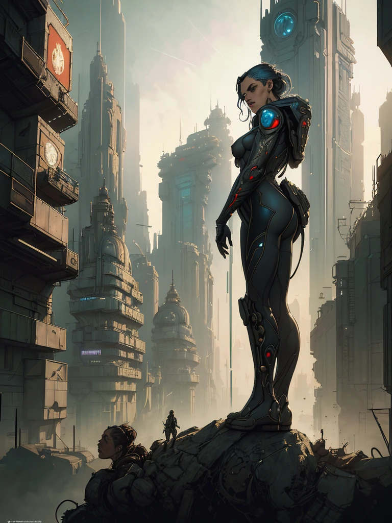 a highly detailed, futuristic cyberpunk propaganda poster, intricate jugendstil style characters, cinematic dramatic lighting, muted color palette, vivid contrasts, a sense of power and rebellion, sci-fi technological elements, dystopian industrial cityscape, hyperrealistic 8k, masterpiece, photorealistic, stunning composition, by Chiara Bautista, Zdzislaw Beksinski, Norman Rockwell, Greg Rutkowski, Weta Studio, Lucasfilm