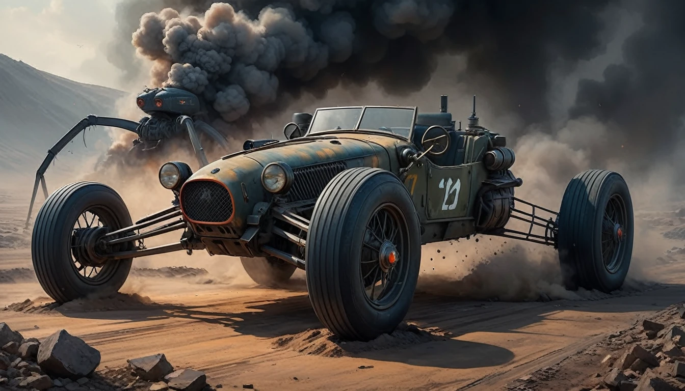 concept art, car_ walker Clockworkspider from the First World War. Oil painting trend, muted colors, slate tones, brush strokes, puffy marks, hydraulics, sharp areas next to smooth, dark next to light, soft next to hard, explosion of colorful paint, ridges of thick paint creating shadows and thick texture. . , smoky grainy areas next to smooth open areas, a sense of three-dimensionality, abstraction of detail in color and shape, ((oily texture with clumps of paint)). . magnificent, heavenly, evil, cinematic, epic, majestic, magical, fantasy photos, covers, gritty and realistic