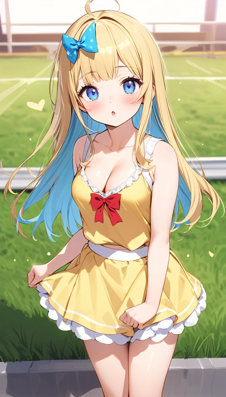 {{{{{16k,Ultra High-resolution realistic photograph of neat virgin first-year junior high school girl's in School-designated gym uniform with junior high ribbon as pretty as a actress in Grass schoolyard, She's in the first year of middle school, but she's too well developed, her F-cup cleavage tits are too beautiful}}}}},{{Extremely detailed}},{{{{{dye her cheeks flush and integrated her head pure small, thick lips, Enchanting thick gross idol's Lips}}}}},{{{{{the bang hair}}}}},{{{{{She get more attractive and smoother her body, her expression and appearance are transformed into that of a pure, Her white tits are so fluffy, and are depicted in great detail, but her sex appeal from her cleavage fills the schoolyard, her bodyline and tits and hips are getting sexier and Cute, She has been reborn as a pretty one-in-a-thousand-year girl with a sparkling aura of cuteness}}}}}