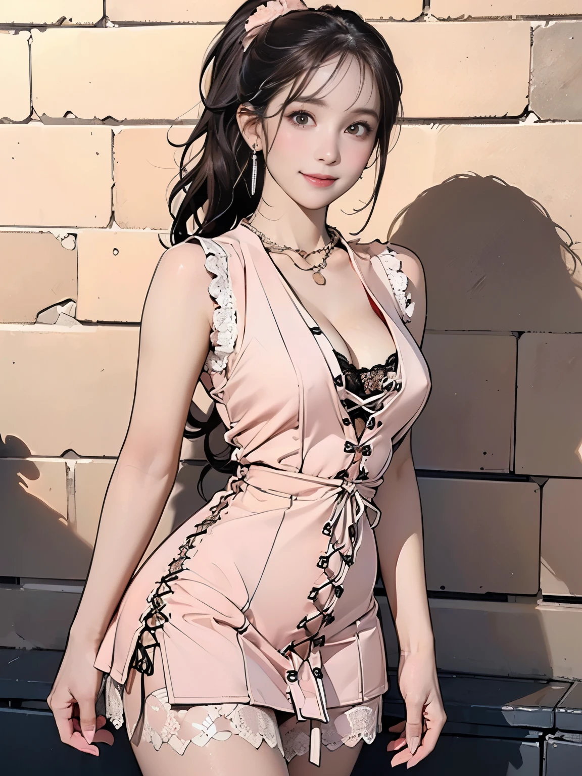 Masterpiece: 1.2, Best Quality), Realism, (Real Pictures, Rich Detail Detail, Depth of Field), (1 Girl, Solo), Makeup, Cleft Lip, High Detail, Perfect Face Shape, (: 1.4), (Skin Dents), Thick Thighs, Broad Buttocks, Thin Waist and High, Coral, Red Lips, Red Eyes, Ponytail (Girls, Tulle, Tulle Transparent), (Sweat: 1.2), (Wet), Sexy, Blush, (Shy Expression), Suspenders, Tank Tops, Short Skirts, Shorts, Yoga Pants, Tight Short Skirts, Tight shorts, stockings, fishnet socks, pajamas, pleated skirts, skirts, hip skirts,