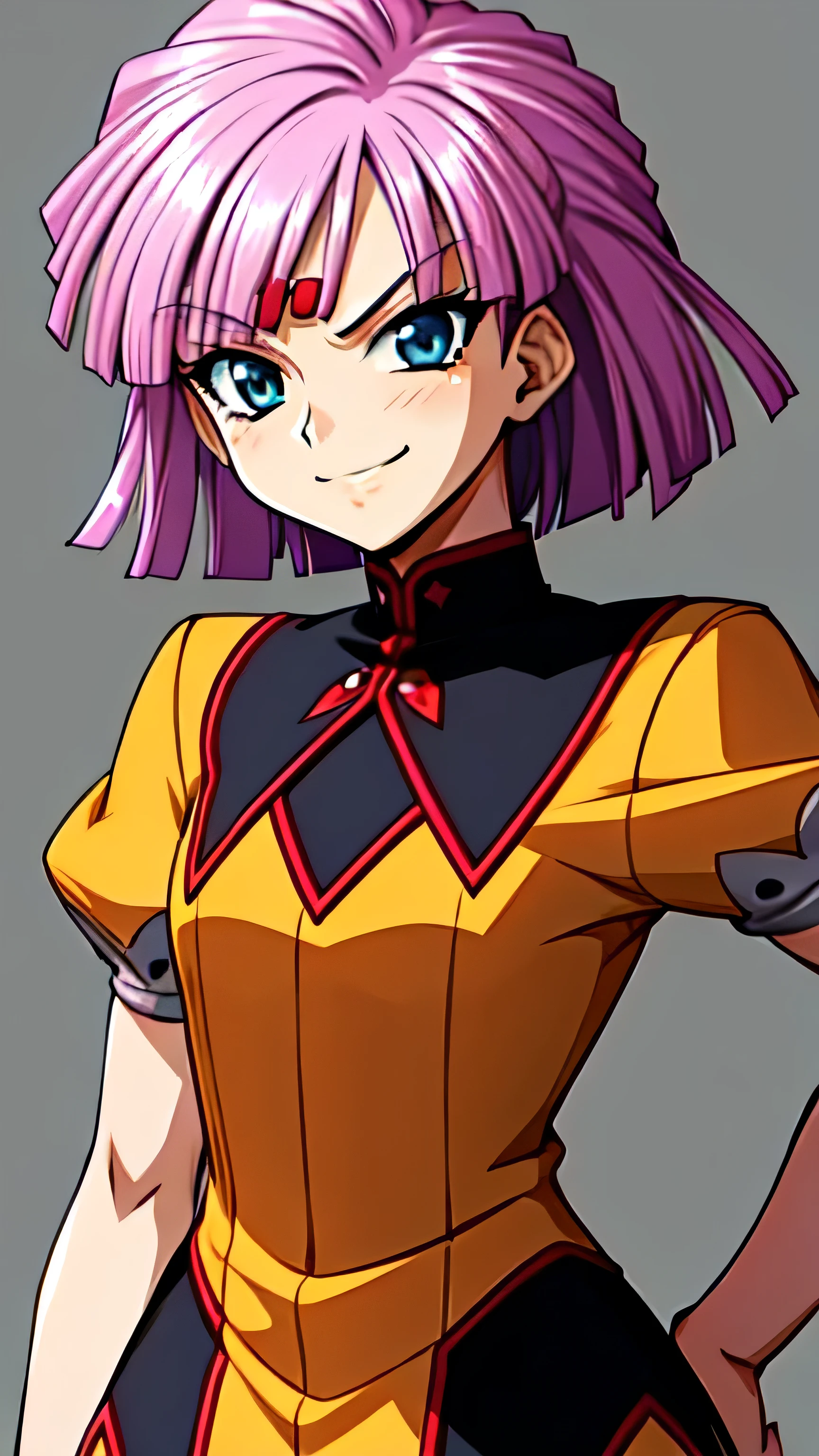 (best_quality 4K, 8K, High resolution, Masterpiece: 1.2), ultra detailed),from_below,(anime_screencap),(1girl,solo),dynamic_angle,too evil_smile,too evil laugh at,tis,deep shaded_face,too sadistic smile,smile worst,,bob short hair,,,looking at viewer,upper body,black background,too worst smile,too bad smile,too evil smirk,,too sadistic smirk,deep dark face,