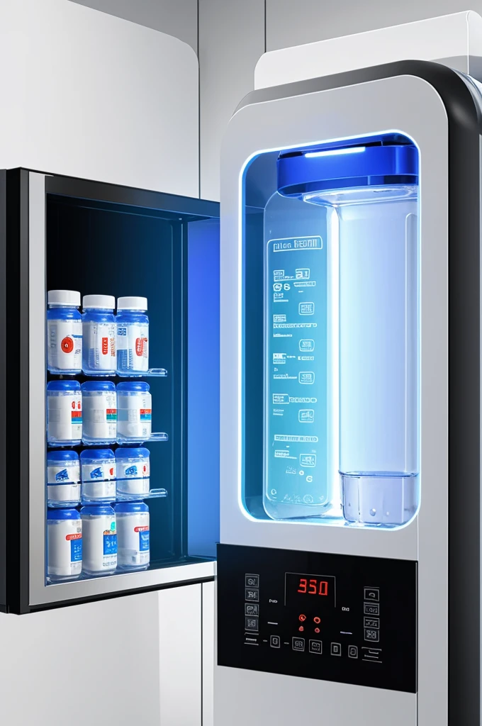 A full-screen robot, water dispenser, medicine dispenser and temperature meter 