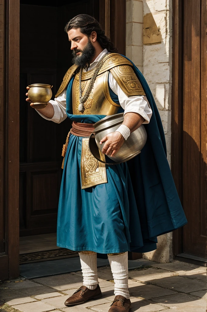 Lord carrying a pot with shit