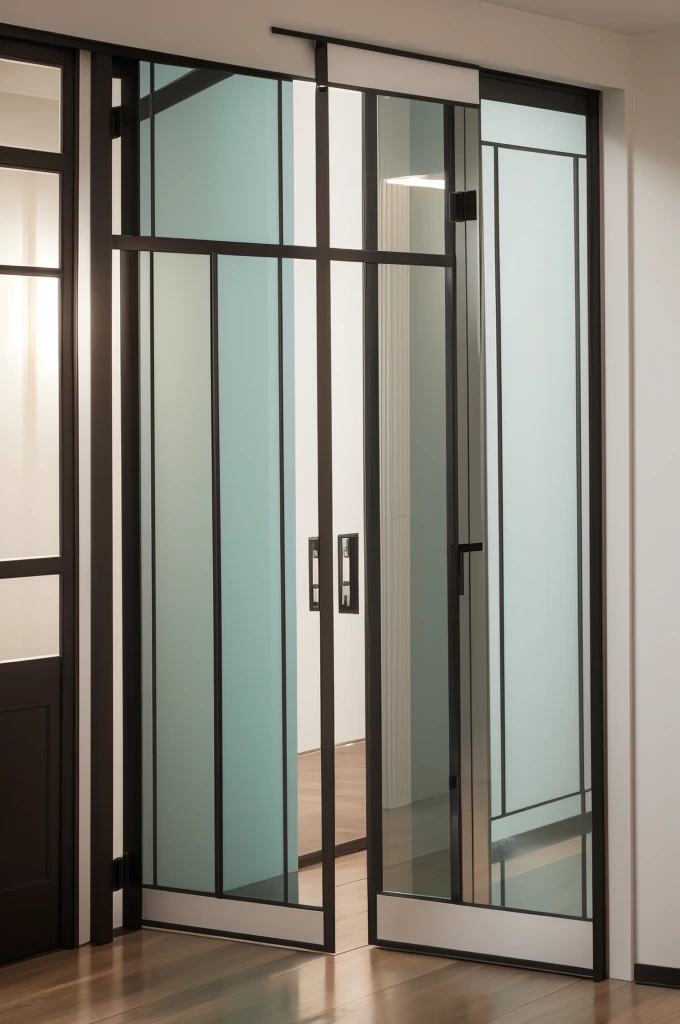 L-shaped glass door, with a fixed part