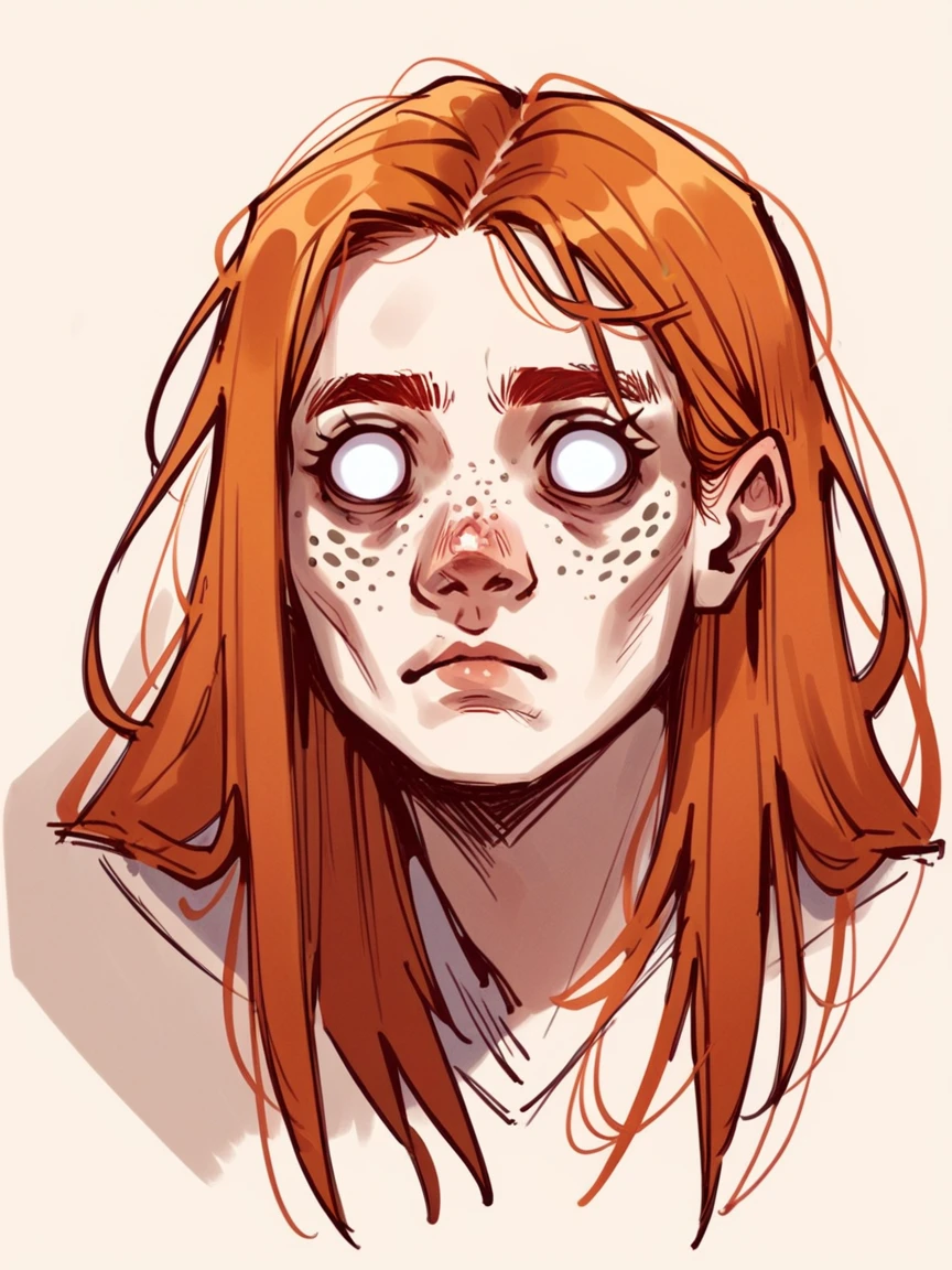 score_9, score_8_up, score_7_up, score_6_up, score_5_up, score_4_up, c0l0ursk3tch, sketch, 1gir, blank eyes, freckles, ginger hair, long hair,