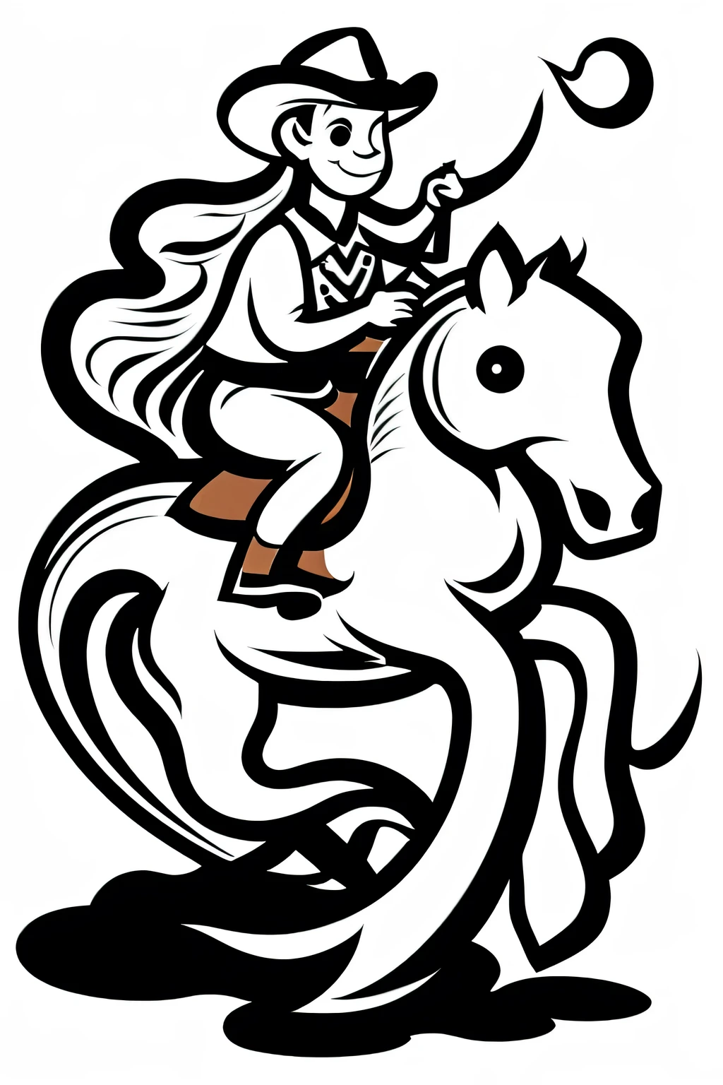 a cowboy riding a seahorse, blank background