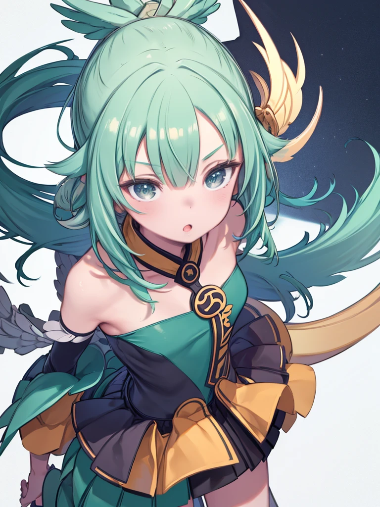 (Tabletop:1.3),(Highest quality:1.2),8K,Absurd,Unity 8K Wall Papper,(Very detailed:1.3),Highest Grade,Focus Only, One Girl, Harpy、View your viewers,fall_Insert_mouth,Shenlong,Depth of written boundary,( From above:1.3),tooth,sharp theeth,spike,