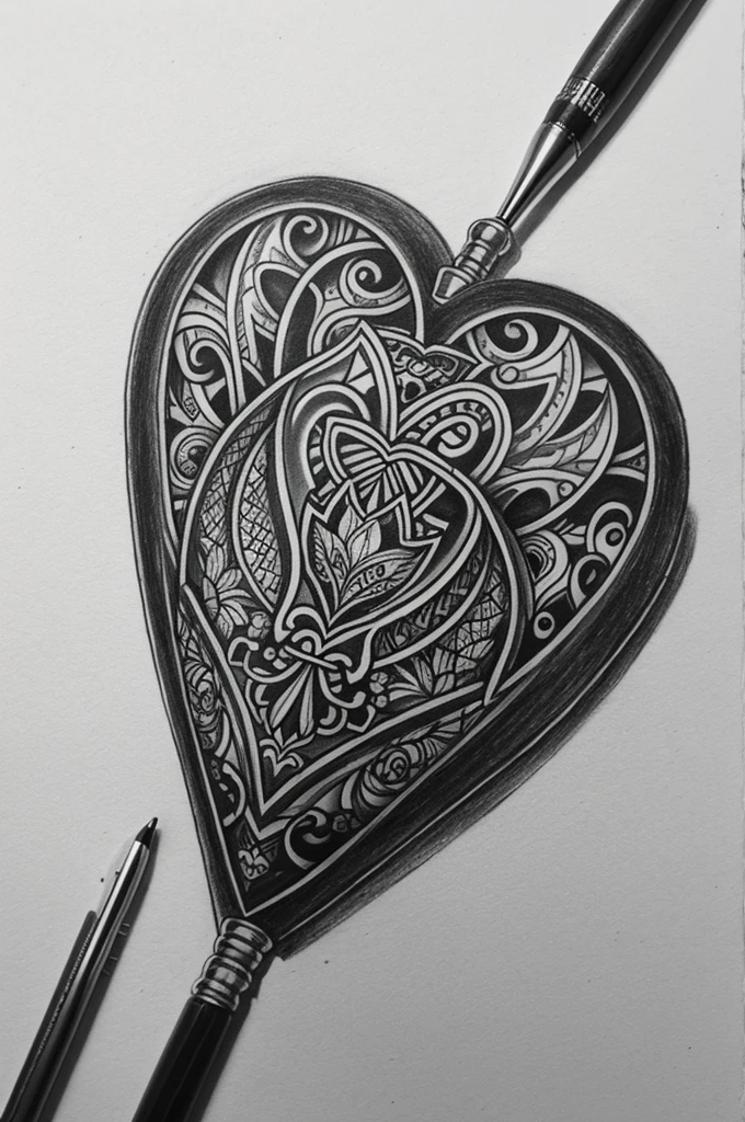 drawing, tattoo, tin heart, inspired by Camilo's song