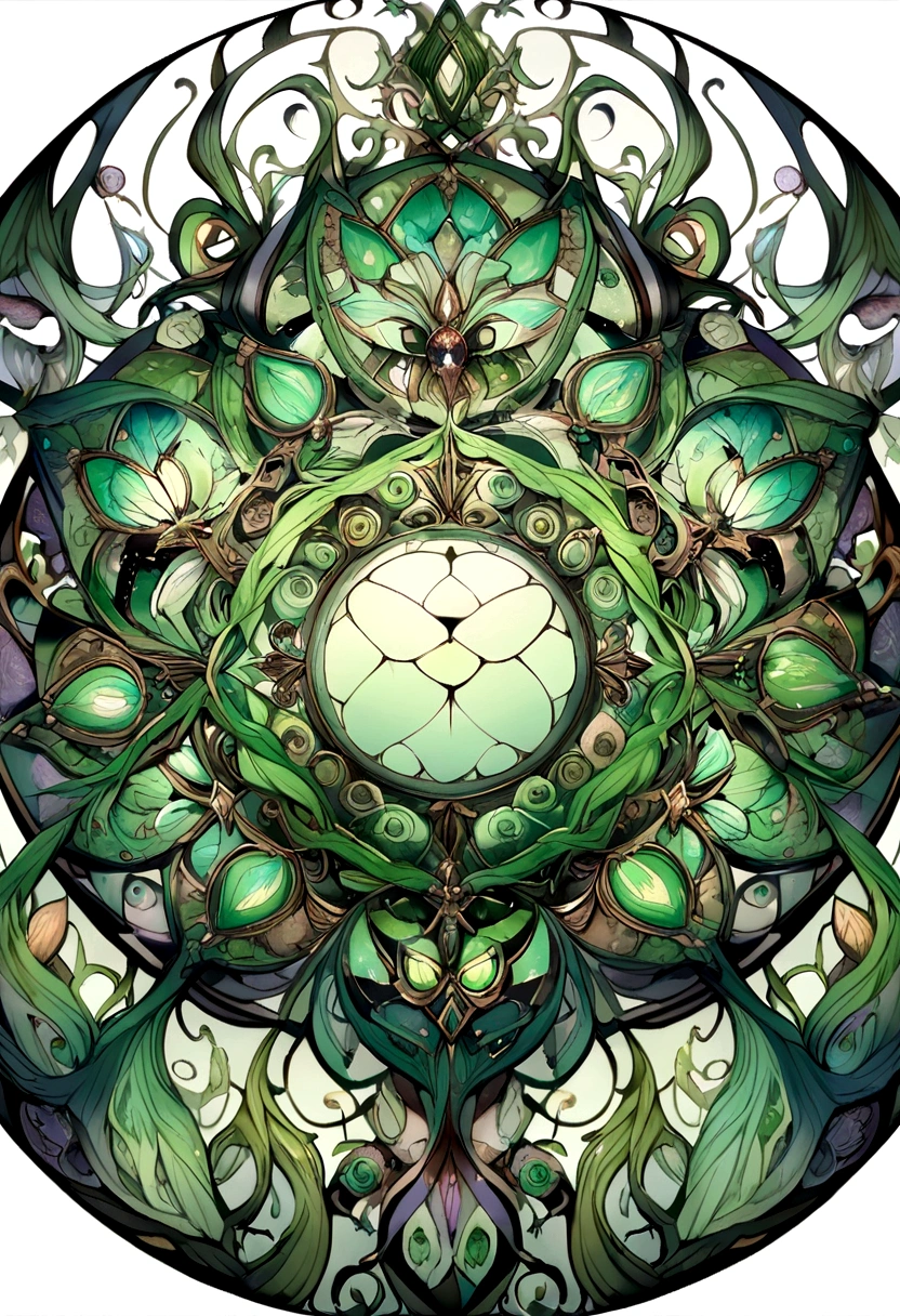 Emotion evil ambition green color in round shape on a white background