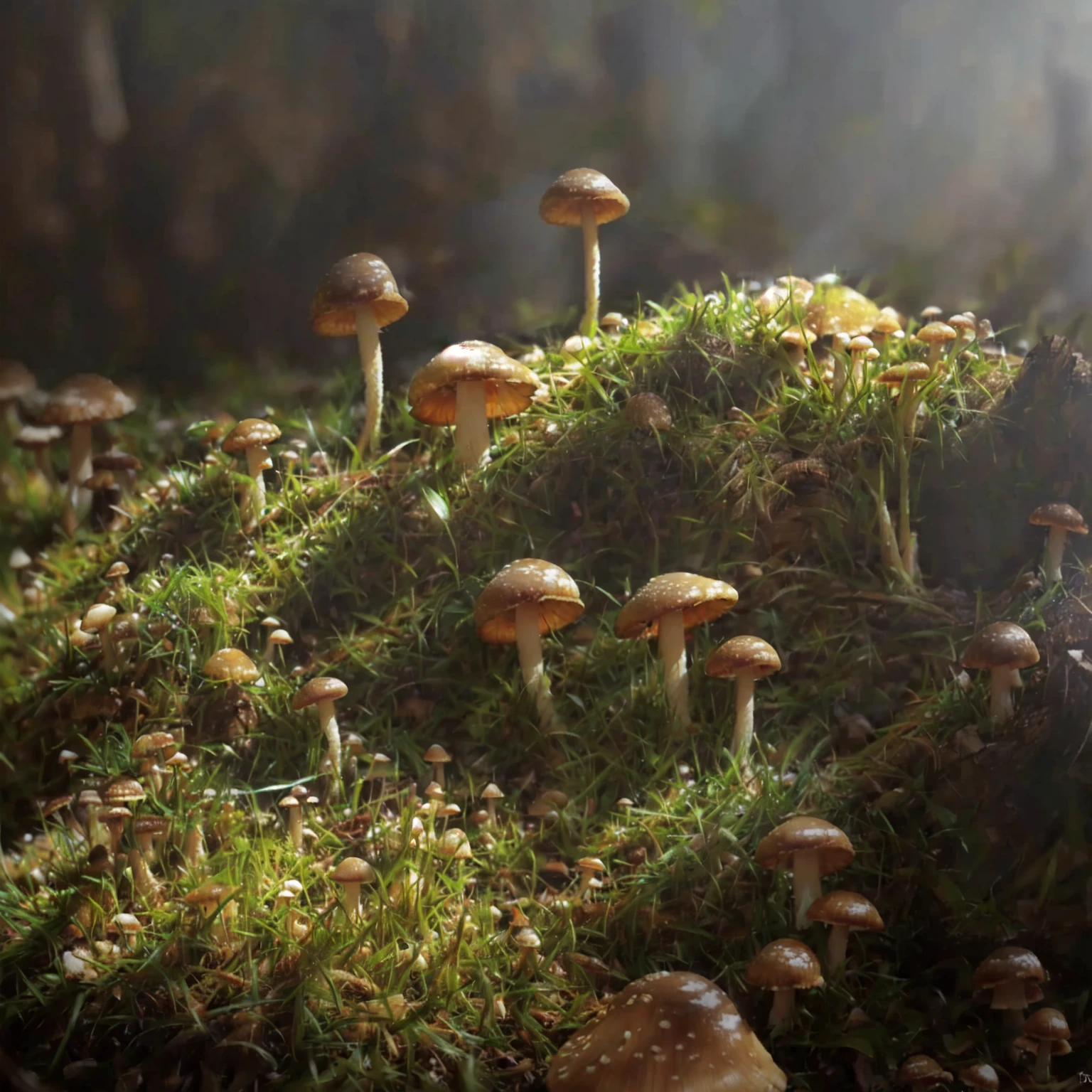 cottagecore, mushrooms growing on a mossy log in a forest, mushroom forest, mycena acicula, forest made out of mushroom, magic mushrooms, psilocybin, shrooms, psychedelic mushrooms, overgrown with funghi, moshrooms on ground, mushrooms, fungal growth, mushroom trees, mushrooms on the ground, glowing mushrooms, mushrooms milky way, translucent mushrooms
