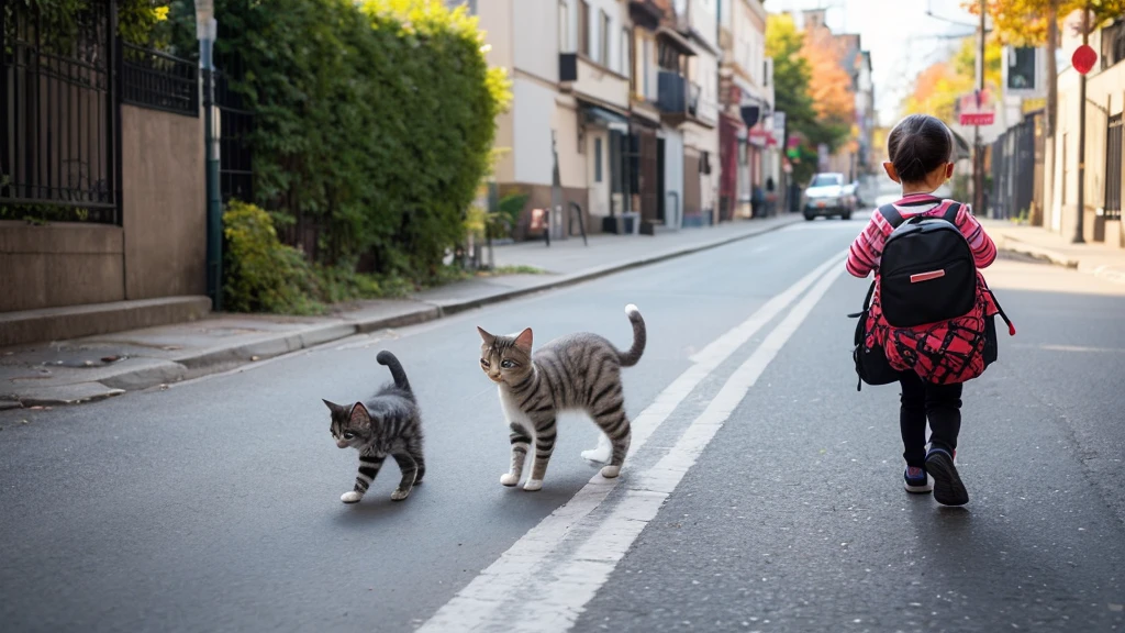 I have two kittens, cute猫, cute子猫, cute, 信じられないほどcute, 愛らしくてcute, And cute and adorable. They are walking down the street with backpacks on., Walk together, commute, Walking proudly down the street, And the cat is walking. They are cute in the style of 🍂 and 🍁, 愛らしくてcute, Cute and adorable, oh, 素敵でcute. They are known as the real-life Tom and Jerry..