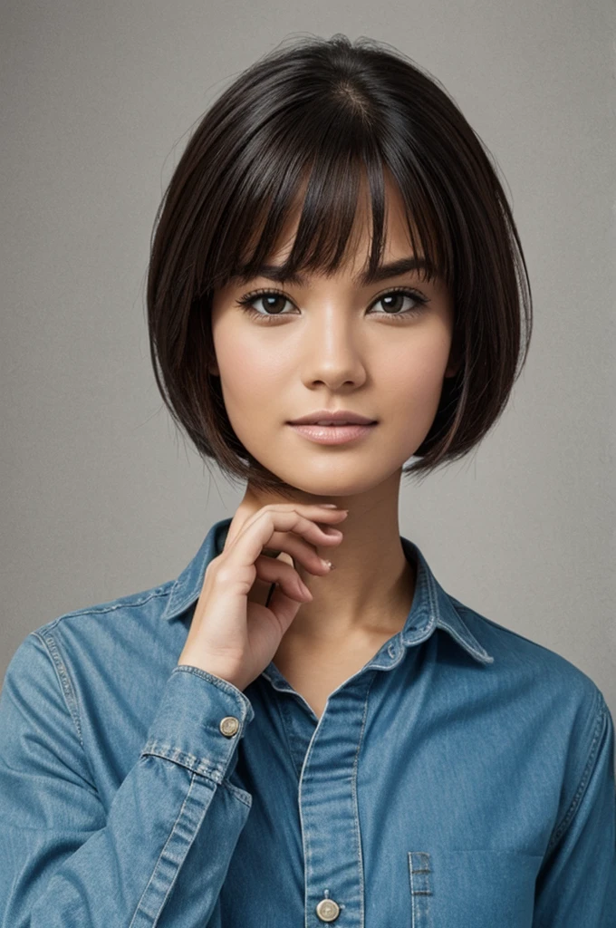 ((best quality)), ((head of'artwork)), (detailed), visage parfait, grain de beauté sur la joue droite