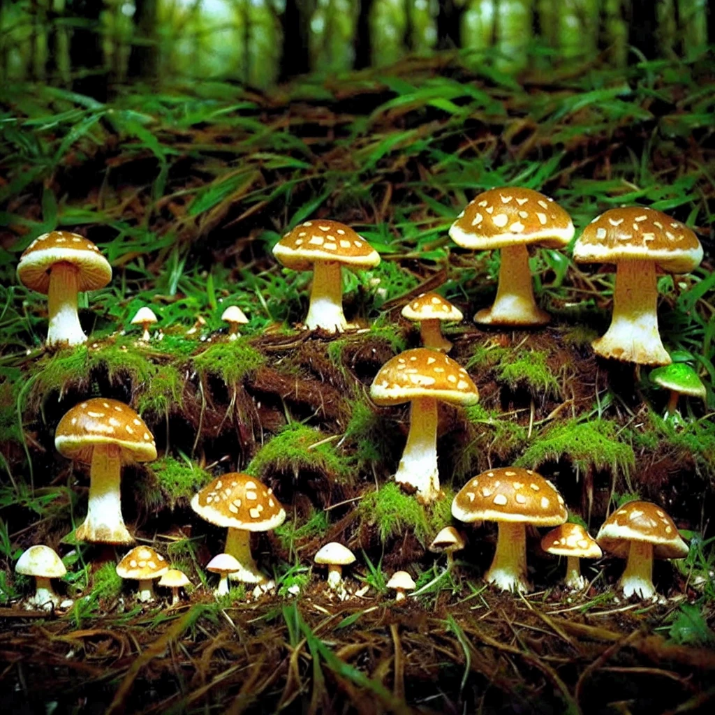 cottagecore, mushrooms growing on a mossy log in a forest, mushroom forest, mycena acicula, forest made out of mushroom, magic mushrooms, psilocybin, shrooms, psychedelic mushrooms, overgrown with funghi, moshrooms on ground, mushrooms, fungal growth, mushroom trees, mushrooms on the ground, glowing mushrooms, mushrooms milky way, translucent mushrooms