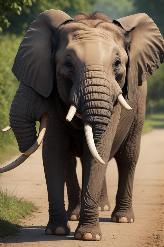 I want a realistic image of an elephant, a dog and a chicken