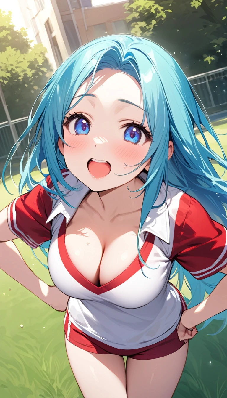 {{{{{16k,Ultra High-resolution realistic photograph of neat virgin first- junior high school girl's in School-designated gym uniform with junior high ribbon as pretty as a actress in Grass schoolyard, She's in the first yearmiddle se's too well developed, her F-cup cleavage tits are too beautiful, She was a mob character with added heroine appeal}}}}},{{Extremely detailed}},{{{{{dye her cheeks flush and integrated her head pure small, thick lips, Enchanting thick gross idol's Lips}}}}},{{{{{the bang hair}}}}},{{{{{She get more attractive and smoother her body, her expression and appearance are transformed into that of a pure, Her white tits are so fluffy, and are depicted in great detail, but her sex appeal from her cleavage fills the schoolyard, her bodyline and tits and hips are getting sexier and Cute, She has been reborn as a pretty one-in-a-thousand-year girl with a sparkling aura of cuteness}}}}}