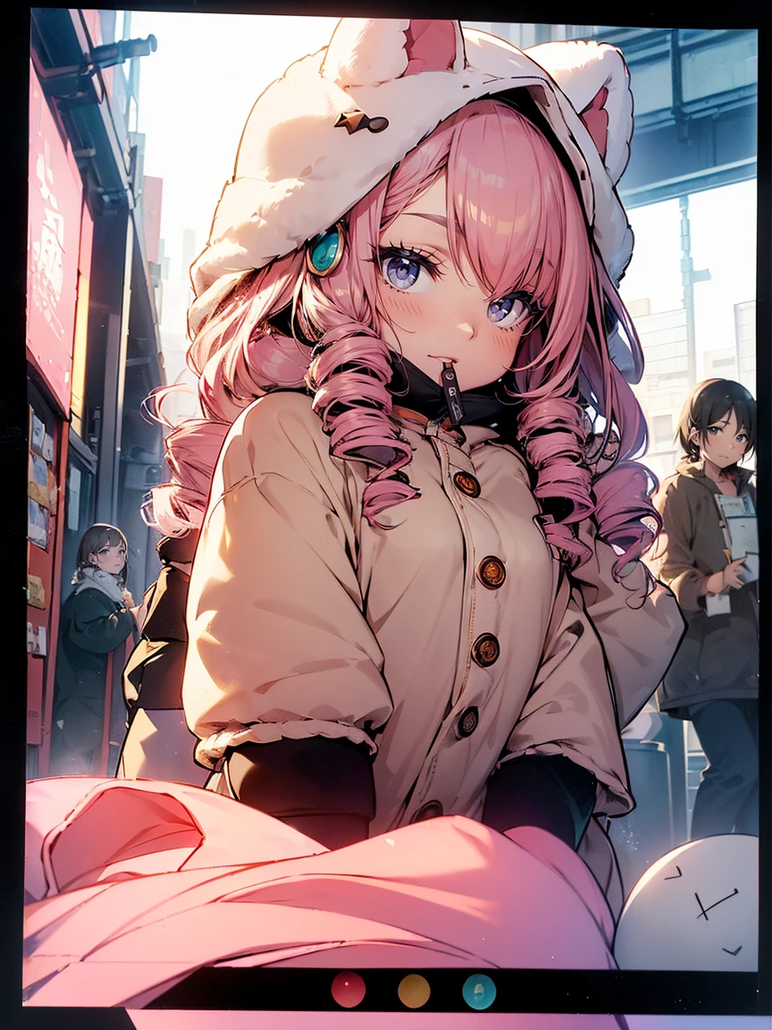 (Plant Kigurumi:1.2), ((Front button, Cute and cozy):1.5), ((Short sleeve, mittens with footprints):1.2), (耳とeyeの付いたフード:1.3), (Nose and mouth:1.3), (Shortsとスリッパ:1.2)(Best image quality),(Hair is pink、Drill Twin、Maid clothes),(Master's Work),(Super detailed),(詳細なeyeの描写:1.0),(Lens flare:1.0),(Movie Posters:1.0),(Tarot Border:1.0),Portraitureは中央に配置されます,(close:1.0),(nagative space:0.8),(Negative space:1.6),(alone),(colorfulに浮かぶ {Wind|Water magic|ink|crystallizations|ice|fire|inflammation|lightning|web|rock|sand|particle|光のfire花|Blood}:1.0),(colorfulなものが多い {Soap bubble|cloud|Thorn|spike|Grapevine|current|spiral|barely|wing|Tattoo|Cube|octahedron}:1.0),(floating {red|green|green|Aqua|purple|yellow|black|white|gray|Pink|orange|lime} {ribbon|Fater|particle|blade|water滴|Snow Flower|soft ball}:1.0),({crystallization|ice|fire|inflammation|Wind|water|Earth|stone|space|musical|Sonic|Vortex} {magic|wing}:1.0), ({Ray Tracing,Shine|Speckled sunlight,light,Caustics|night,Black Theme|mysterious,Creepy|easy going,pastel}:1.2), ({colorful|Sparkling|Multicolor}:1.0),(Beautiful sparkle:1.0),({Leaning forward|Lean back|Tilt to the side|}:1.2),{(smile:1.0)|(False Smile:1.0)|(Stern expression:1.0)},({small|small||lips,eyelash}:1.0),{(Open your mouth:1.0)|(Mouth closed:1.0)|},({eyelash|eye shadow||}),{片eyeを閉じて|||},(),({From below|From above|From the side From the side|From behind|Face-to-face viewer}:1.3),(Hello:1.3),(Tilt your head:1.0),(Dynamic pose:1.1),,({red|green|green|Aqua|purple|yellow|black|white|gray|Pink|orange|lime} {armor|dress|Collared shirt|suit|Costume}:1.0),({formal|army|Techwear|Urban style|casual,casual clothes|Fantasy,Magister|wild,Tribe|sf,Futuristic}),({Checked skirt|Layered skirt|Fluffy dresses|tights|pants|Shorts}),({red|green|green|Aqua|purple|yellow|black|white|gray|Pink|orange|lime} {eye|eye|student}:1.4),,,,{Length jacket|Blazer jacket|Cape|sweater|tie||},{(Floating Cape:1.0),|}({Fox Ears, Fox Girl|吸Blood鬼, Bat Wings|Pointed Ears,(Fairy:0.5)||}:1.1),({Abstract background|city,Skyscraper|forest,garden|city|shrine|cave,underground|Swamp|lake|winter|Alien planets|}:1.4),({indoor,internal|屋outside,outside}:1.1),,({Sitting|flight|Jump|lay|Are standing|Are standing on one leg}:1.1),({Skin of color|white skin|green skin|greenwhiteい肌|By thing|Shiny skin|blackい肌||}:1.1),({Full Body Lesbian|Upper Body|Portraiture|}:1.25),{tooth, 皮のtooth|Tongue Stock|Frowning|lipsを噛む|Thinking|||||}, {虚ろなeye| student in symbol shapes, Heart-shaped student| Slit pupil, + +|||||}, (pink hair, twin tails twin drill, show your forehead, blue eyes, White frilled white headband, slanted eyes, smile, long sideburns, curled bangs, neck ribbon, Forehead, amount),