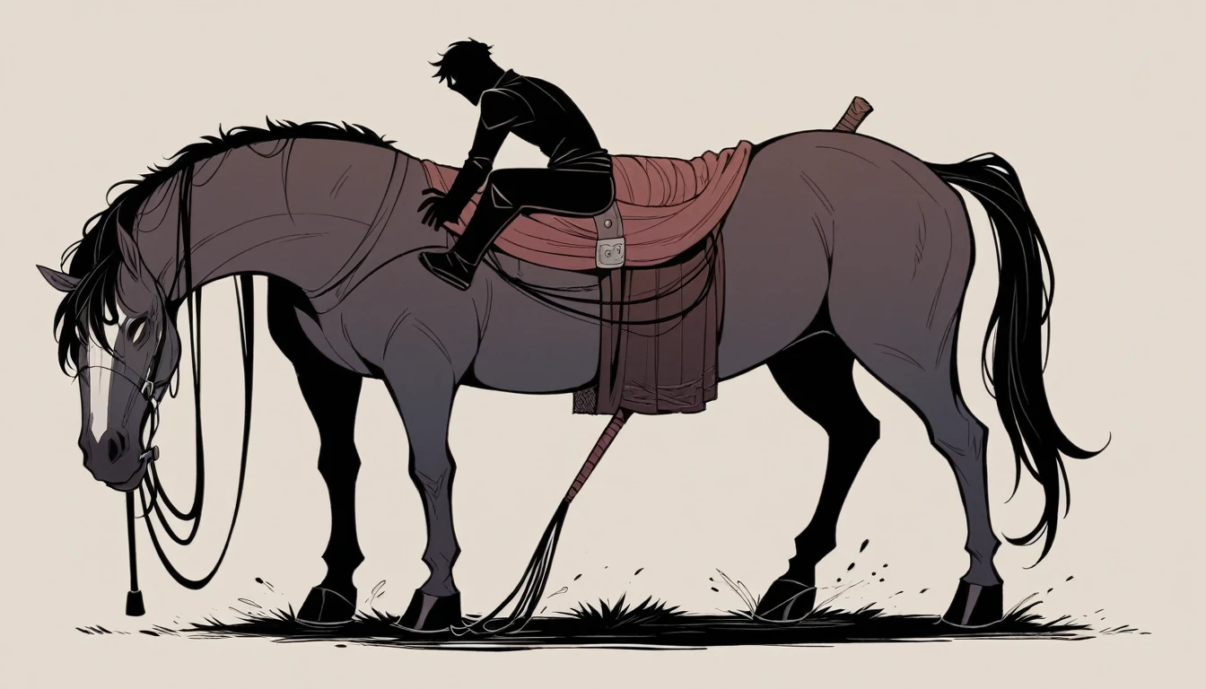Masterpiece Illustration, detailded, hires, octane rendering, DonMT3chC057ruc7s idiot, headless humanoid figure, carry your head in one hand, neck stump, dark costume with hood and shadow, riding a horse or carriage, whip made from human spine, harbinger of death, sad expression mysterious and ominous aura