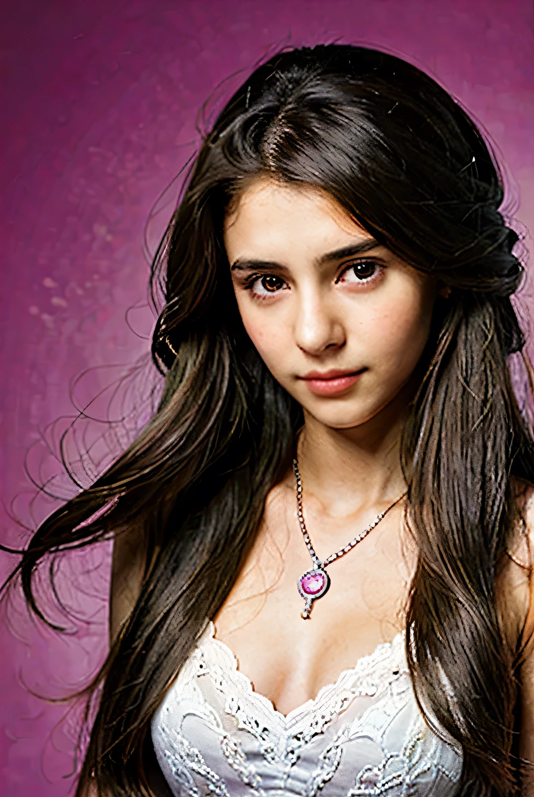professional, masterpiece, 8k, hyperrealistic portrait of a 19yo cute latin girl, long hair, (looking shy:1.3), detailed face, detailed skin, photography, hq, photorealistic,
