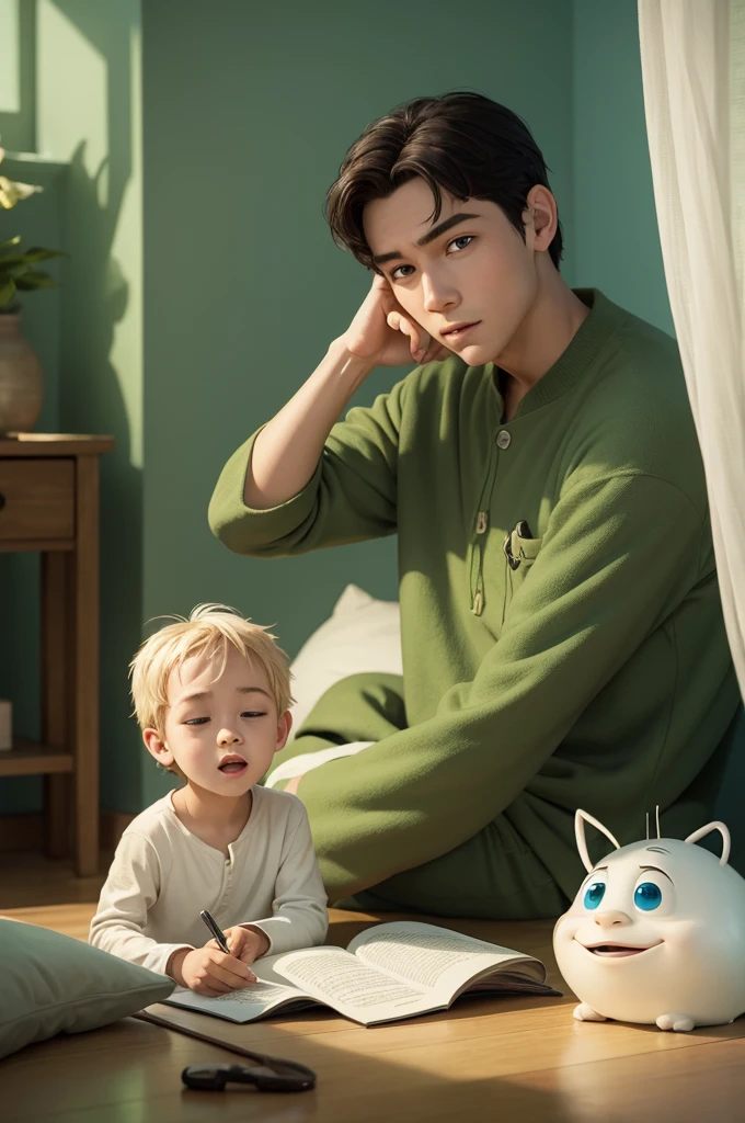 boy, Tranquil, with the white cortoda, Disney pixar.