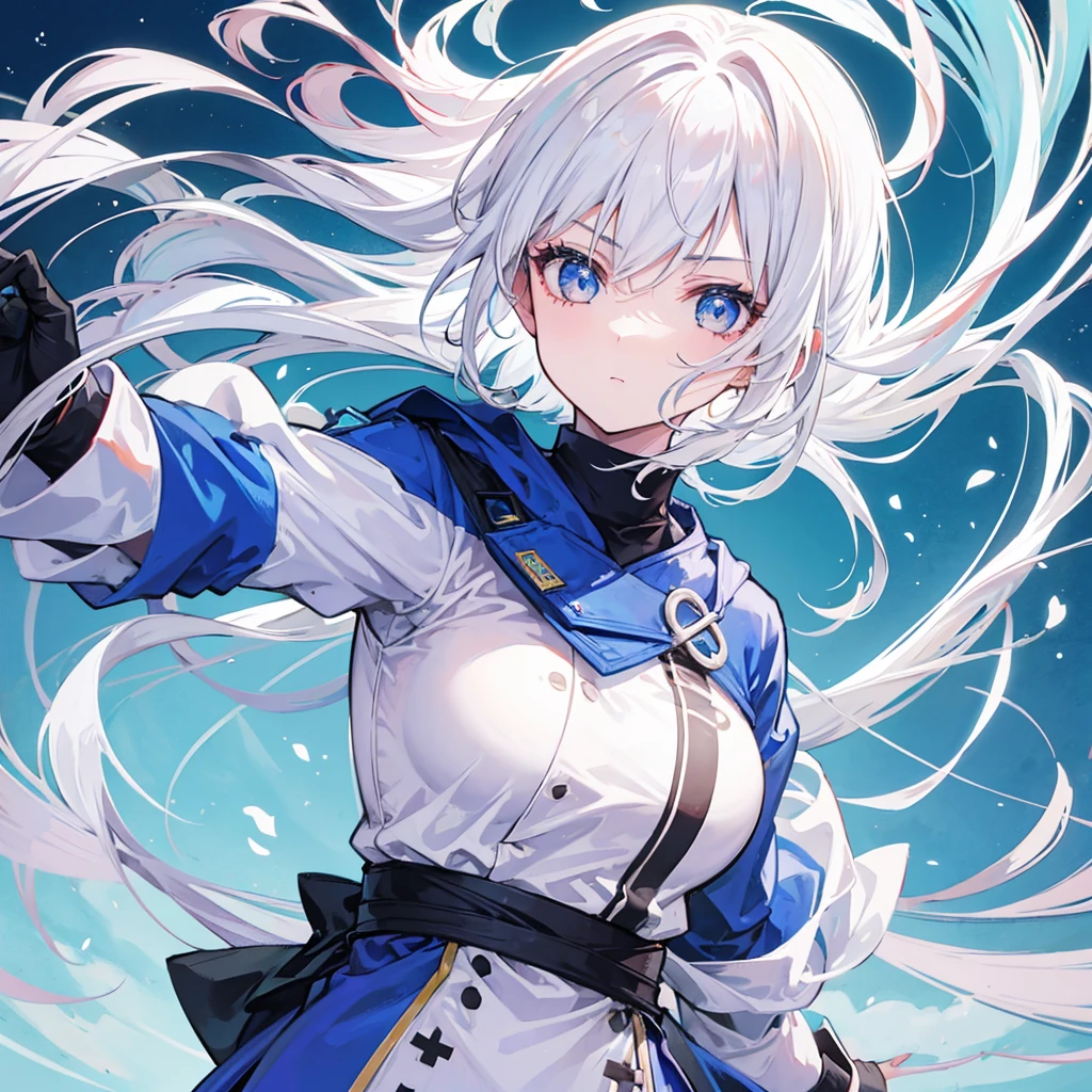 Girl with white hair hero, jiujitsu, Fighting pose