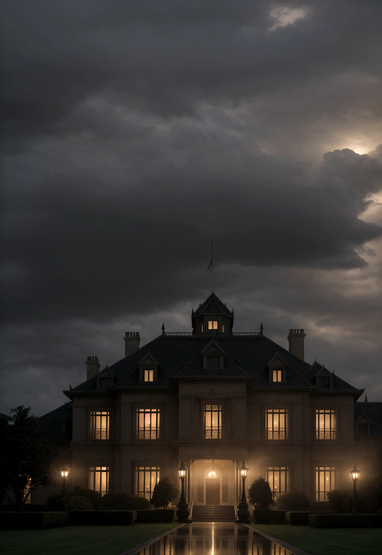 The always cloudy and threatening sky keeps the mansion in an eternal twilight, shrouded in dense mists that hide its secrets.