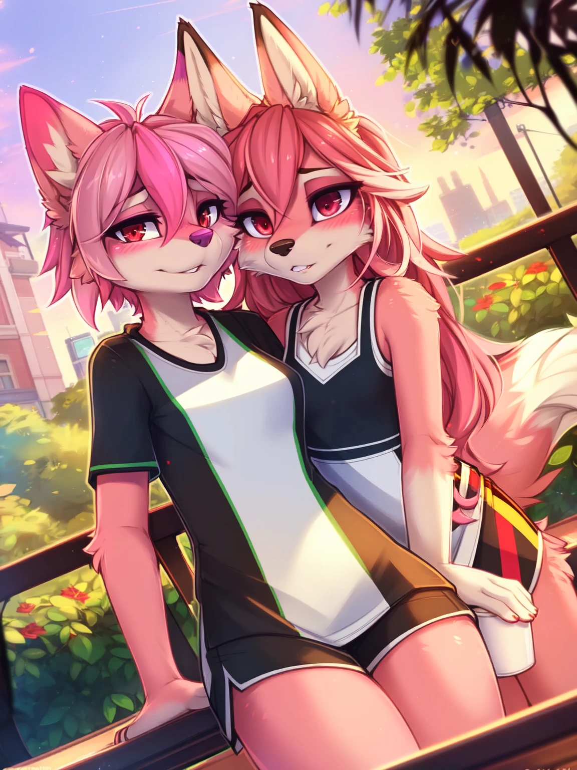 a cute young slim anthro athletic ((vixen:panther:wolf hybrid):1.1),ass support, small ass, tiny booty, fit ass, eyelashes, astolfo, (pleated skirt), pink hair, pink eyes, midriff, crop top, white thighhighs, sailor collar, from behind, white shirt, pink skirt, masterpiece, highest quality,smooth, intricate detail, gorgeous female photo, professionally retouched, realistic professionally color graded photograph, realistic lighting, light particles,fine fabric emphasis, bokeh, by Jock Sturges, by Sally Mann, by Pino Daeni, by Ruan Jia, by Shiitakemeshi, by Alayna Lemmer, by Carlo Galli Bibiena