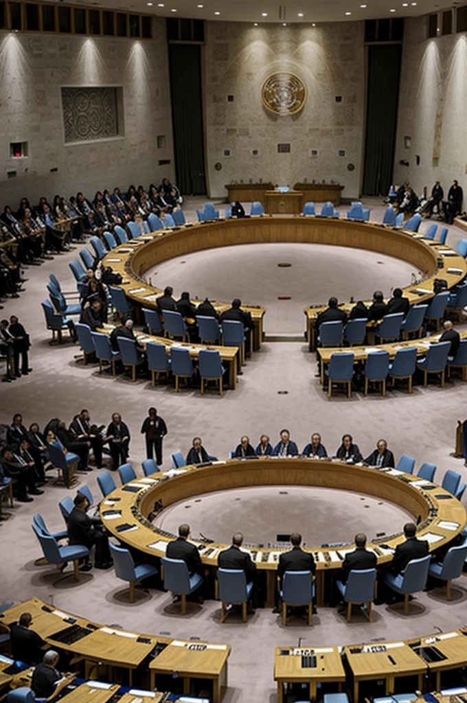 Create a drawing of UN Security Council endorses US ceasefire plan.UU. between Israel and Hamas