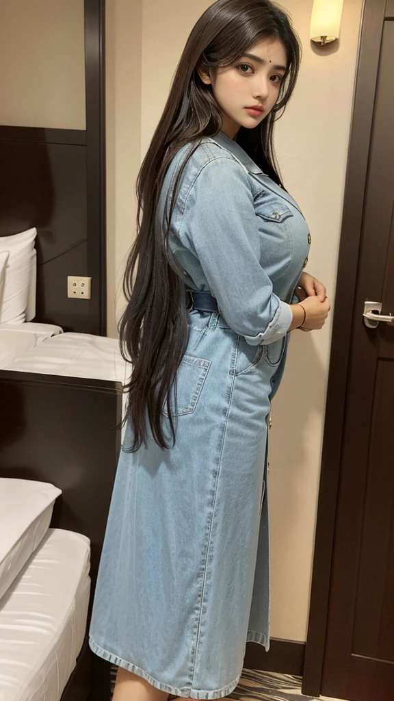 6 feet big breasted beautiful indian girl in hotel.
