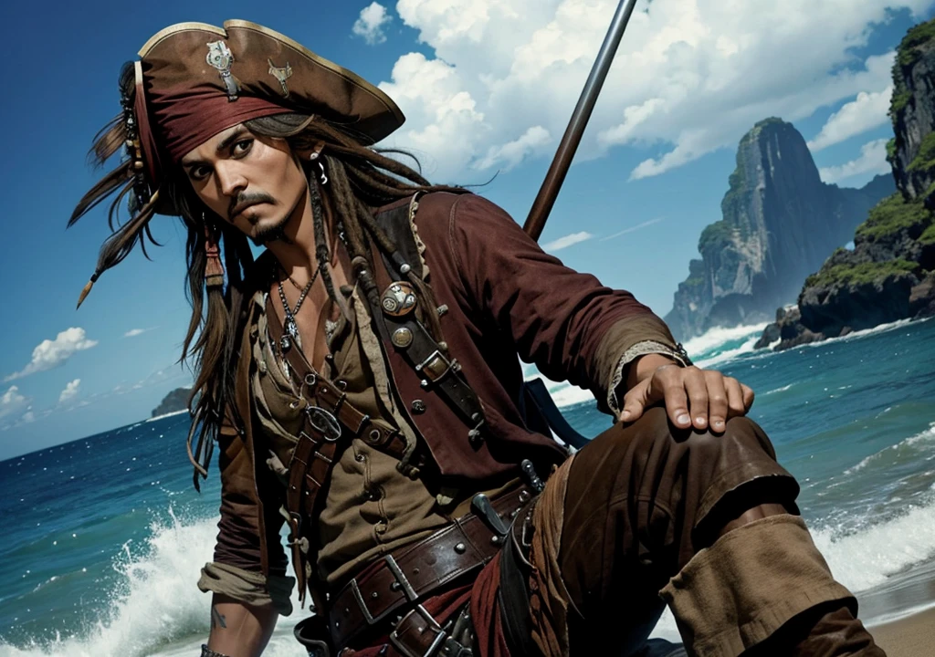 Jack sparrow em um mundo imaginario de battle royale