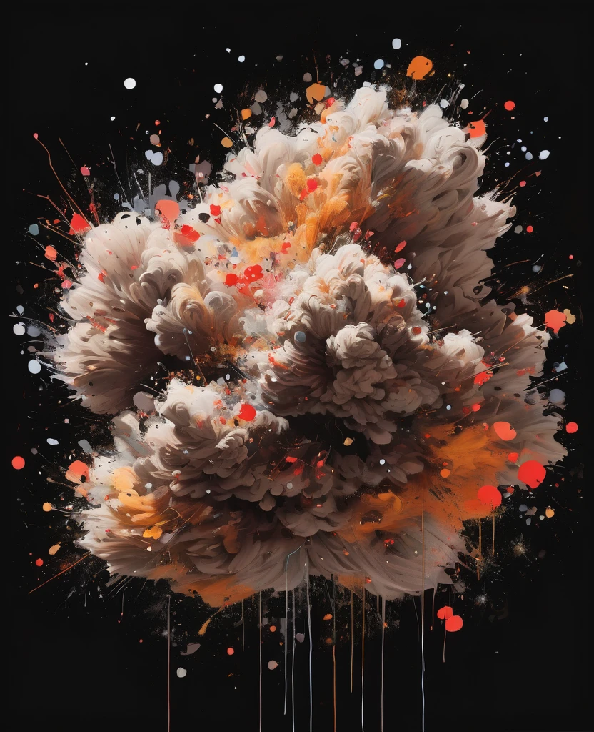 Graffiti, scribble, Comics by Petra Cortright, best quality, masterpiece, brown fluffy small cloud artwork, Representative work, official art, Professional, Ultra intricate detailed, 8k, brown fluffy small cloud art, Black background with little sparkles