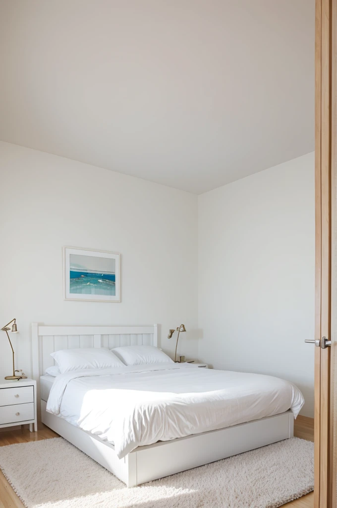 White room with a bed
