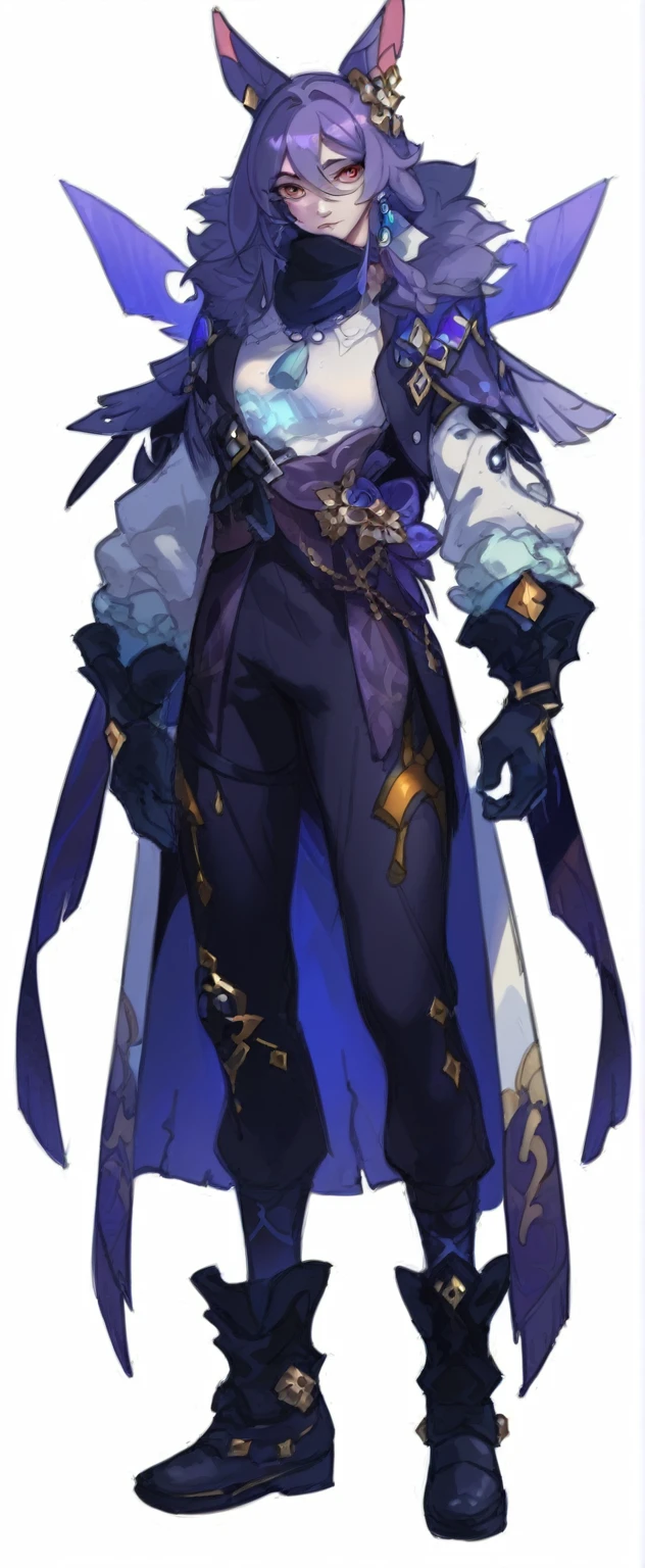 a character from the game overwatch, with a purple and blue outfit, from arknights, keqing from genshin impact, style of duelyst, genshin impact character, zhongli from genshin impact, ( ( character concept art ) ), official character art, sage ( valorant ), genshin impact style, 3 d render official art, full body concept