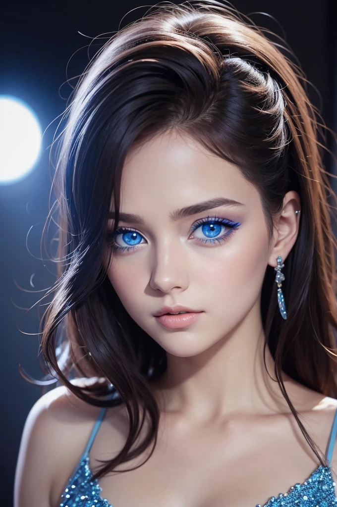 A famous singer with beautiful blue eyes